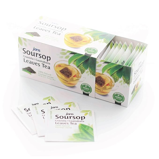 Jans Soursop Tea Bags (50 Count, Full Strength Premium Herbal Tea) Made from 100% Natural & Dried Soursop Leaves