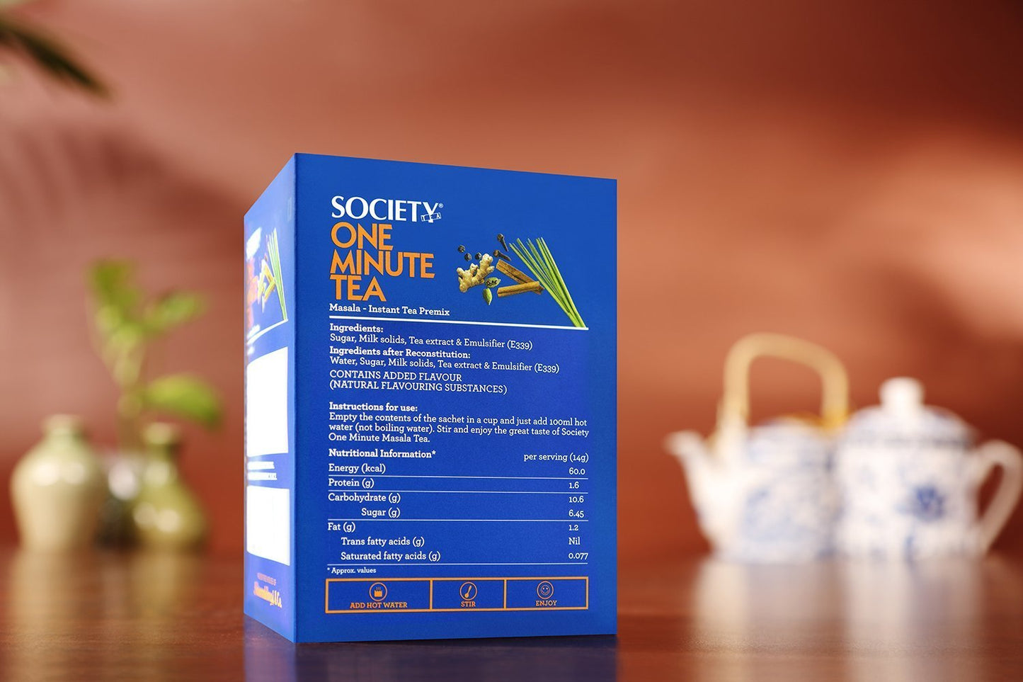 Society One Minute Tea Premix - Masala Flavour, 10 Sachets