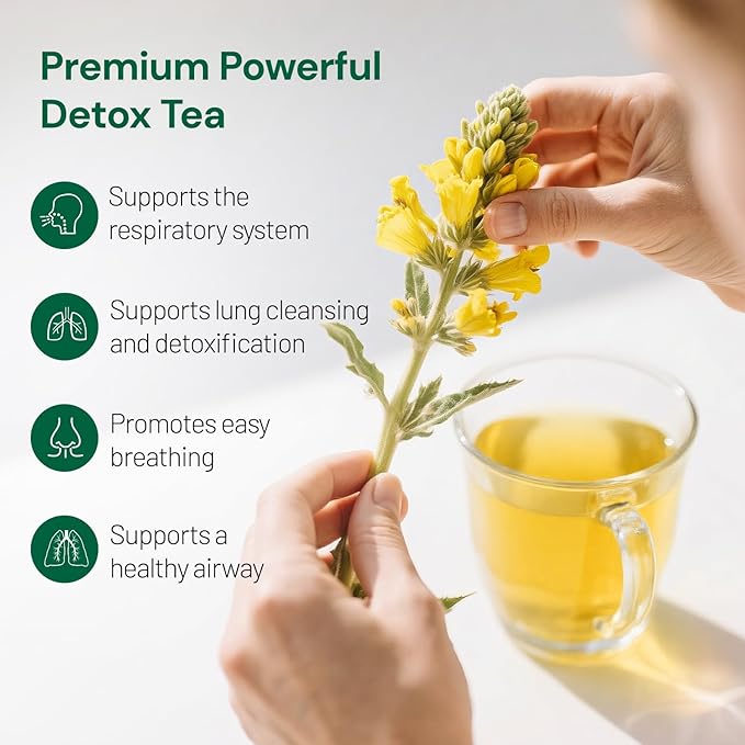 Natural Mullein Tea Bags – Mullein Leaf & Mint Herbal Blend, Caffeine-Free, 20 Bags
