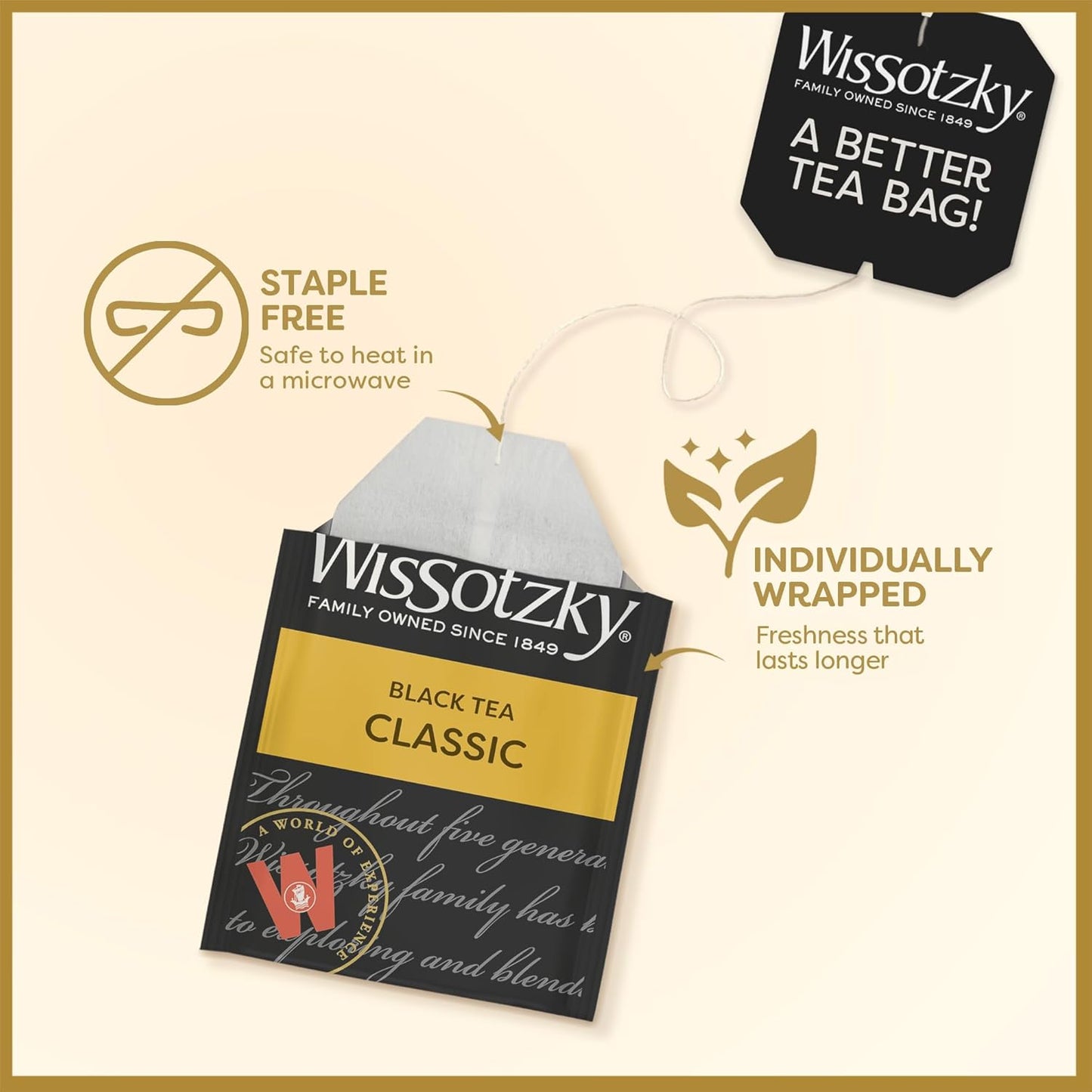 Wissotzky Classic Black Tea, 100 Tea Bags | Smooth & Full Bodied Tea | Antioxidant Rich | Rich Flavor Black Tea Bags
