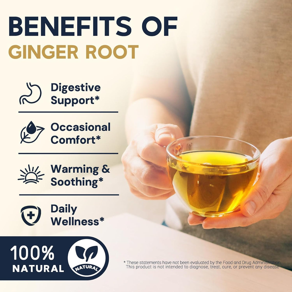 Ginger Root Herbal Tea - Caffeine Free, 50 Tea Bags