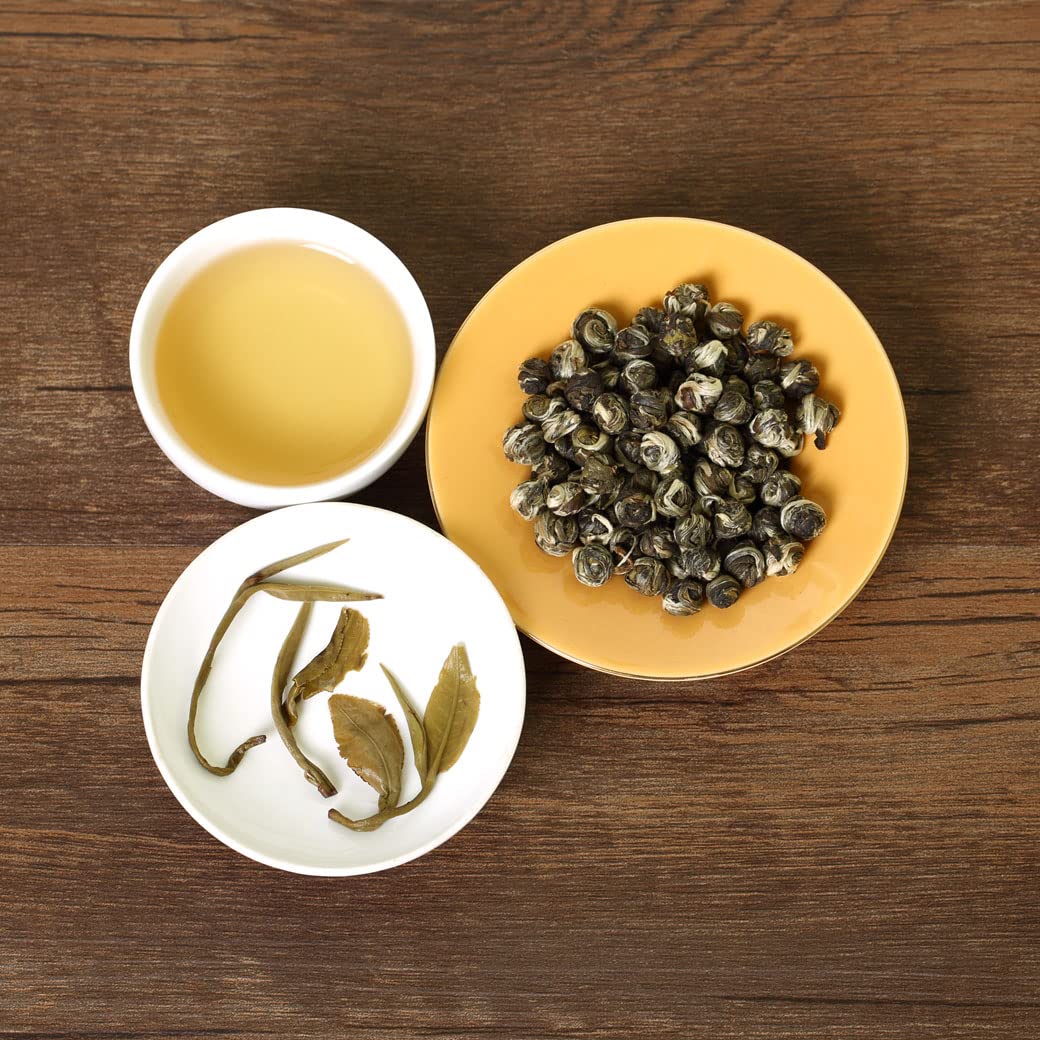 GOARTEA - Jasmine Dragon Pearls - 100g / 3.5oz Nonpareil Supreme Grade - Jasmine Pearl Green Tea - Chinese Green Tea Loose Leaf