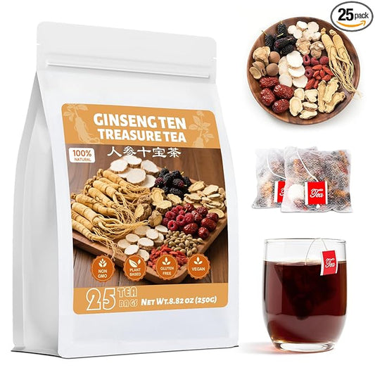 Ginseng Ten Treasures Kidney Tea, Natural Ginseng & Mulberry Herbal Tea kidney cleanse detox & repair Teabags for Men Women