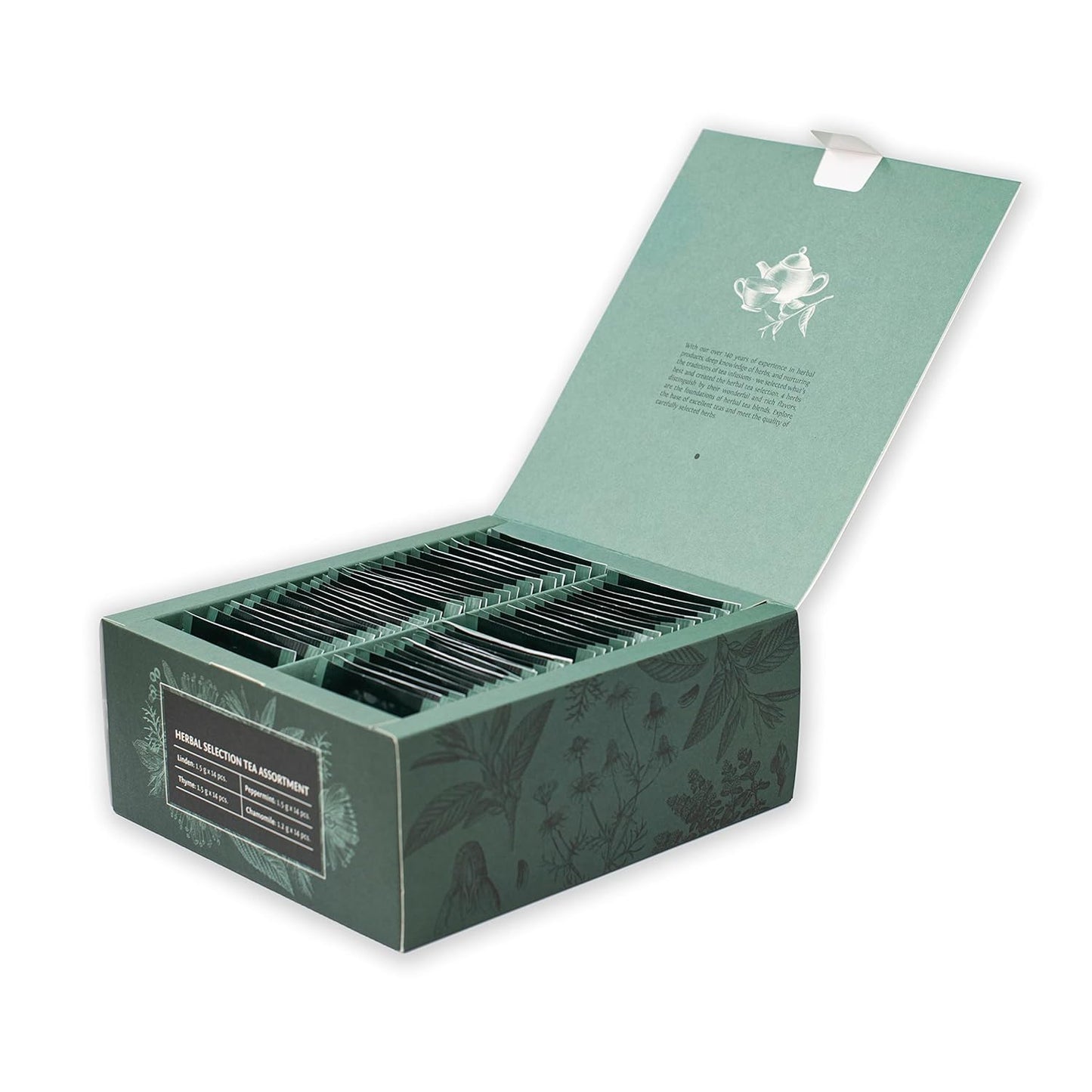 ACORUS Herbal Selection Tea Set, Natural Herbal Tea Variety Pack, Assorted Tea Box, Tea Gift Set of 4 Different Teas, Herbal Tea Sampler of 56 Tea Bags Individually Wrapped