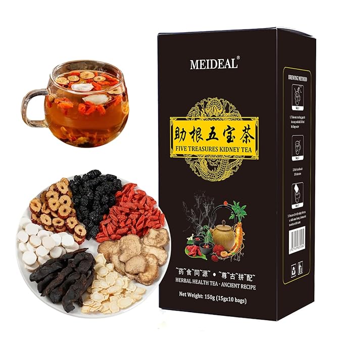 Ginseng Five Treasures Tea Kidney Tea, Ginseng Six TreasureTea, Traditional KidneyTea for Men and Women, 7 Precious Ingredients Formula