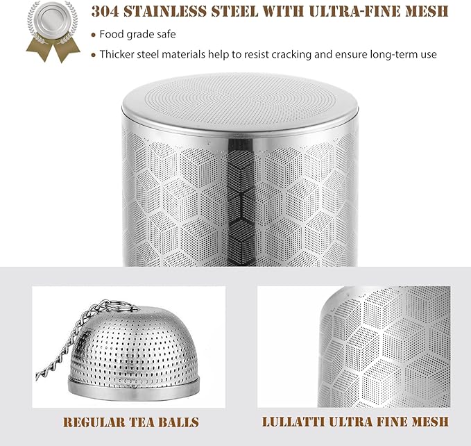 Extra Large Tea Ball Infuser for Pitcher(2 Pack), 18/8 Stainless Steel Tea Steeper, Extra Fine Mesh Tea Strainer Perfect for Brewing Herbs, Iced Tea