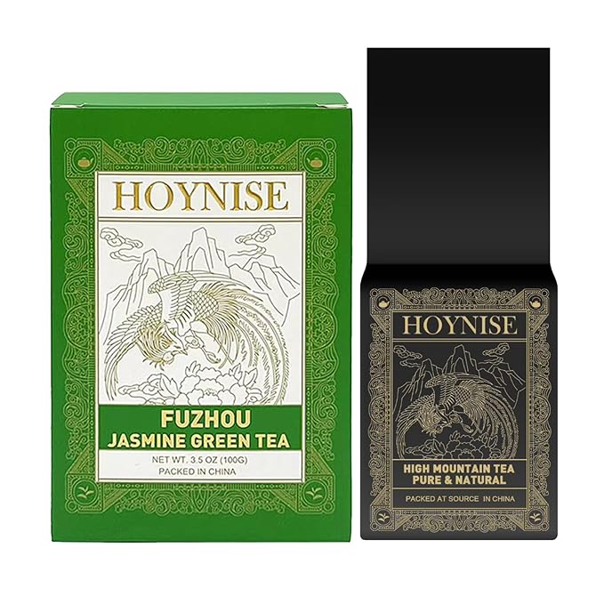 HOYNISE - Jasmine Green Tea Loose Leaf - Zero Bitterness - Naturally Fragrant & Smooth - No Artificial Flavorings & Additives - Enjoy Hot or Iced, 100g/3.5oz
