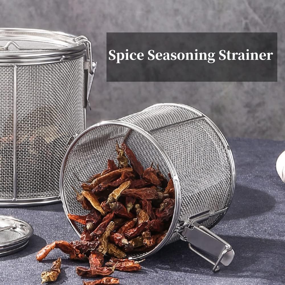 Tea Strainers for Loose Tea, Stainless Steel Seasoning Strainer | Sliver 5.52x3.94in, Tea Mesh Infuser with Chain Hook, Soup Seasonings Separation Basket Filter Tea Steeper for Brew Tea