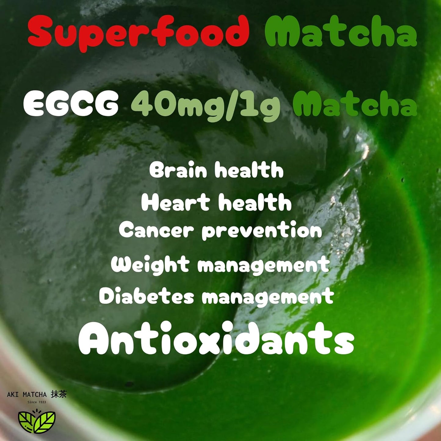 AKI MATCHA 1933 - Ceremonial Grade Matcha | Japanese Pure Matcha Powder 100% | Single Origin - Shizuoka Japan | Saemidori Cultivar | First Harvest Hand picked matcha Stone milled | Size 50g - 25serv