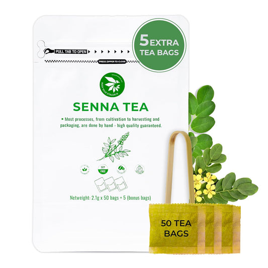 Senna Tea Bags, 55 Count, Bamboo Tong Included, Cleanse Tea, 3.7 oz | Bamboo Tong Included, Natural Senna Leaves, Supports Digestive Comfort &amp; Gentle Cleanse, Slightly Bitter Herbal Tea