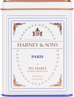Harney & Sons Paris Flavored Black Tea – 20 Sachets | Fruity Vanilla & Caramel Blend with Hint of Lemony Bergamot