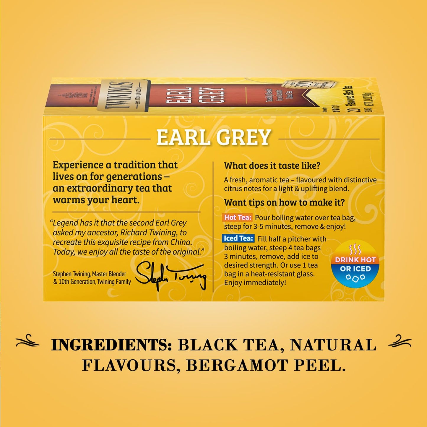 Twinings Earl Grey Tea 2-Pack – A Bright and Zesty Black Tea Infused with Citrus Bergamot Flavours, Caffeinated Tea Bags, Individually Wrapped, 20 Count Each
