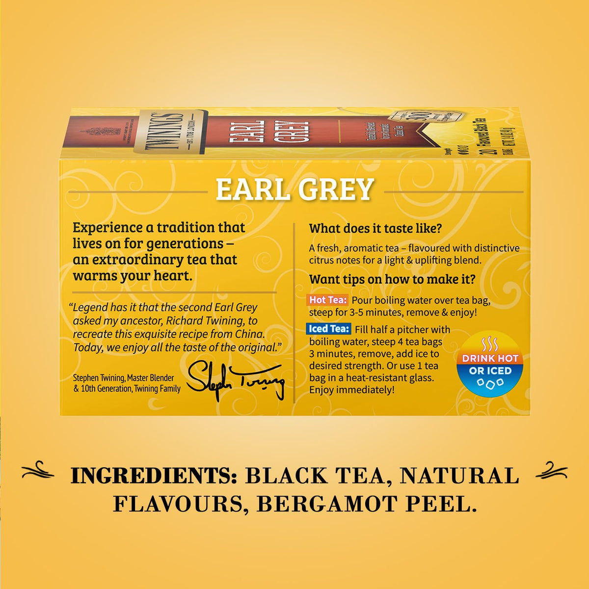 Twinings Earl Grey Tea 2-Pack – A Bright and Zesty Black Tea Infused with Citrus Bergamot Flavours, Caffeinated Tea Bags, Individually Wrapped, 20 Count Each