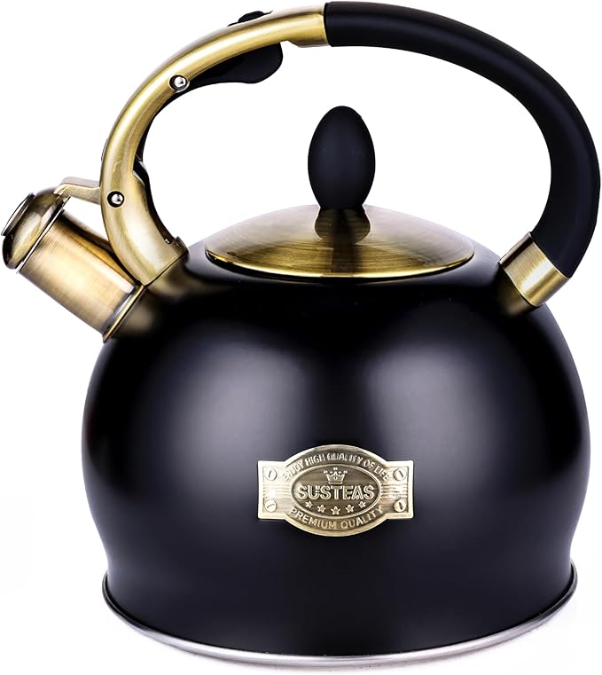 SUSTEAS Stove Top Whistling Tea Kettle - Food Grade Stainless Steel Teakettle Teapot with Cool Touch