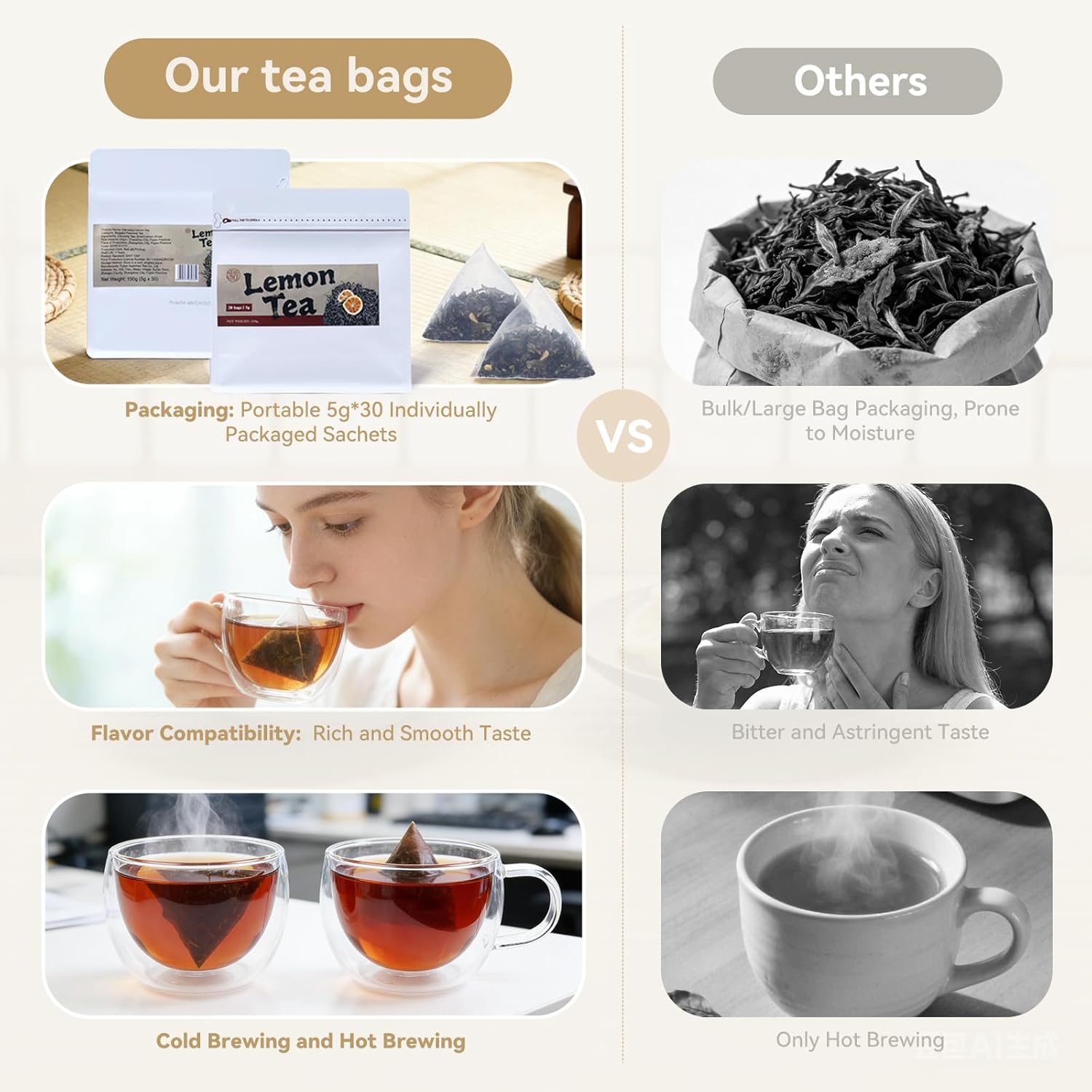 Lemon Black Tea, 30 Teabags Premium Tea with Lemon Flavor, Hot or Cold Tea (1 Pack/30 Bags)