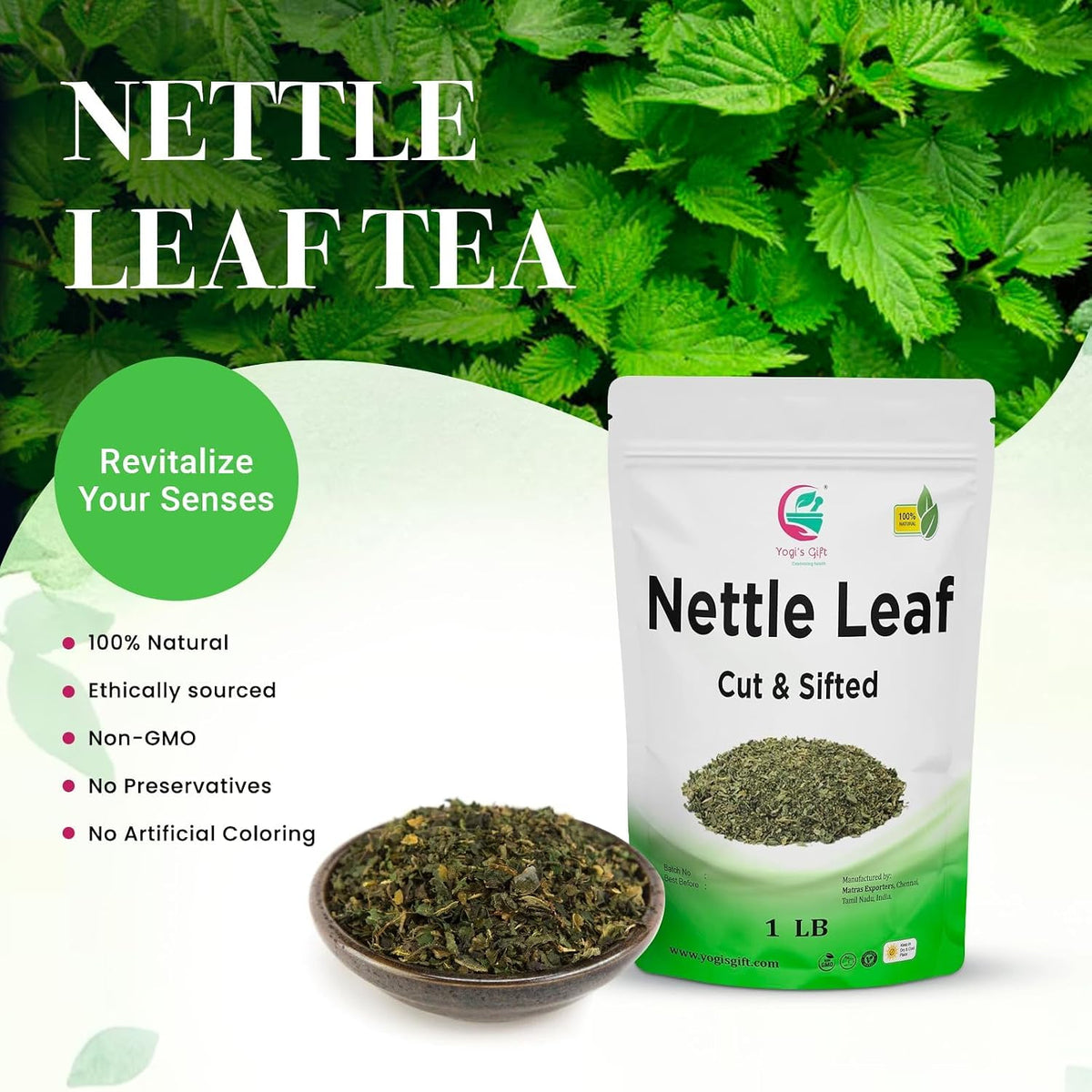 Yogi's Gift® Nettle Leaves 1lb | Cut &amp; Sifted Herbal Tea