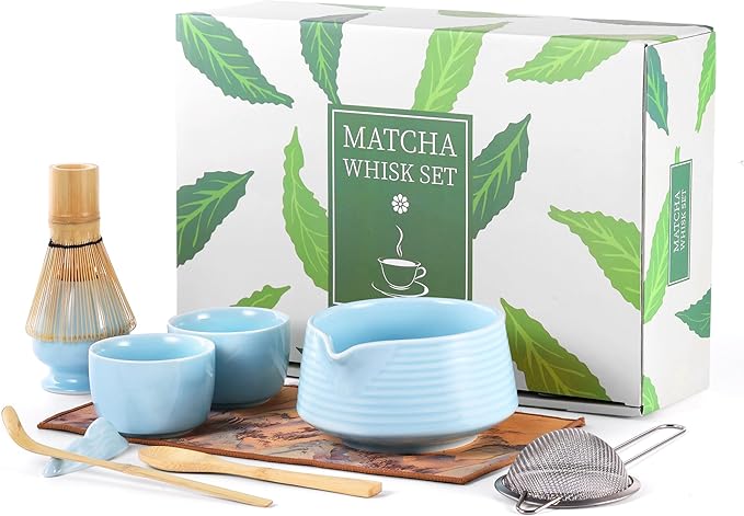 HELPLX Matcha Whisk Set 10-Piece Japanese Matcha Kit with BowlWhisk & Holder2 Tea CupsBamboo ScoopSp