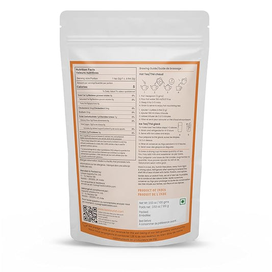 TeaNOURISH Earl Grey Masala Chai Tea | Spiced Citrus | Blend of Assam CTC, Cardamom, Cinnamon, Black Pepper, Clove, Natural Bergamot Extract | 100% NATURAL - 3.53oz/100g