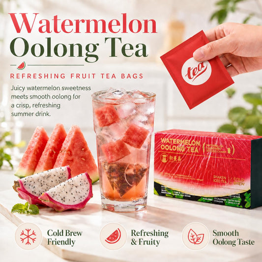Cold Brew Watermelon Oolong Tea Bags, 3-Pack (30 Tea Bags) | Brews in Cold Water in Minutes | Naturally Flavored with Dragon Fruit &amp; Strawberry | No Sugar Added, Refreshing Iced Tea