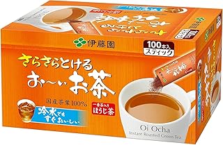 Ito-en Oi Ocha Japanese Green Tea Instant Hojicha Powder – Unsweetened Roasted Green Tea – 0.8g × 100 Sticks