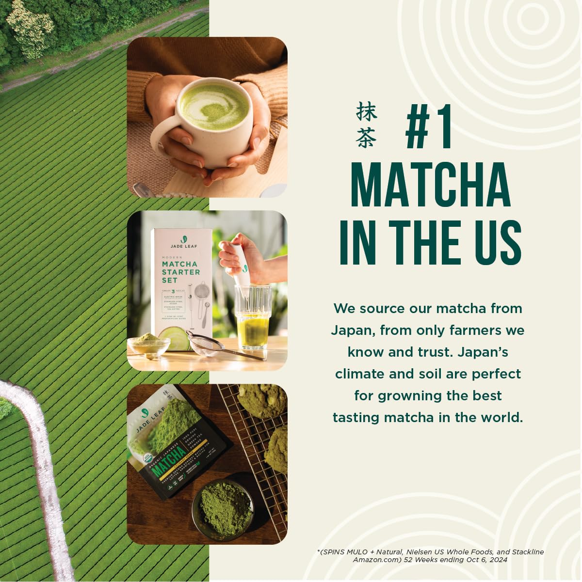 Jade Leaf Matcha Powder, Organic Culinary Grade, 250g / 8.8oz | Best for Matcha Lattes, Baking, and Smoothies! - Authentic Japanese Matcha Green Tea Powder - Resealable Pouch