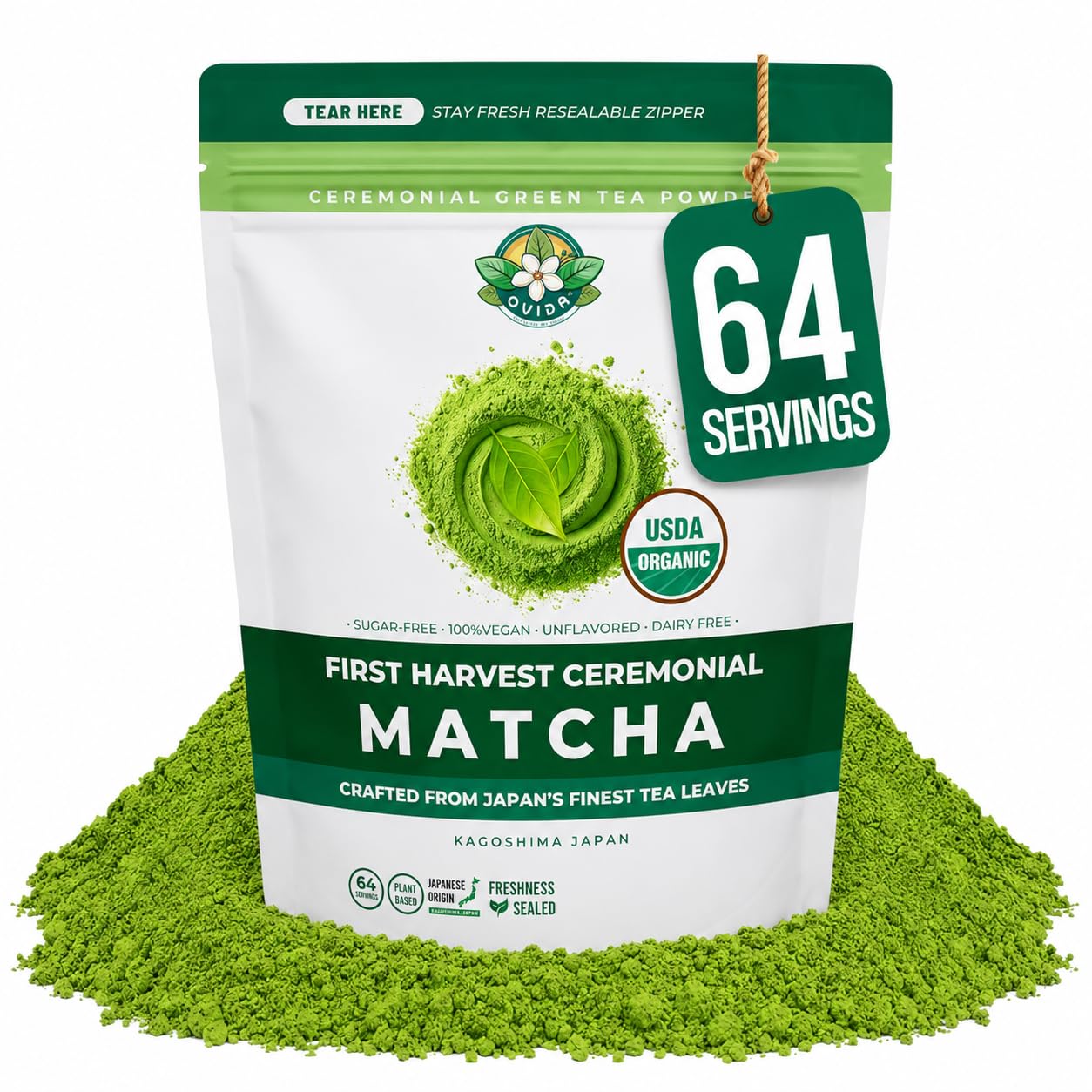 Premium Kimikura Kagoshima Matcha from Japan – Ceremonial Grade, USDA Organic, First Harvest Japanese Green Tea Powder, Stone Ground, Perfect for Starbucks Latte, Shake &amp; Baking (127g / 4.5 oz)