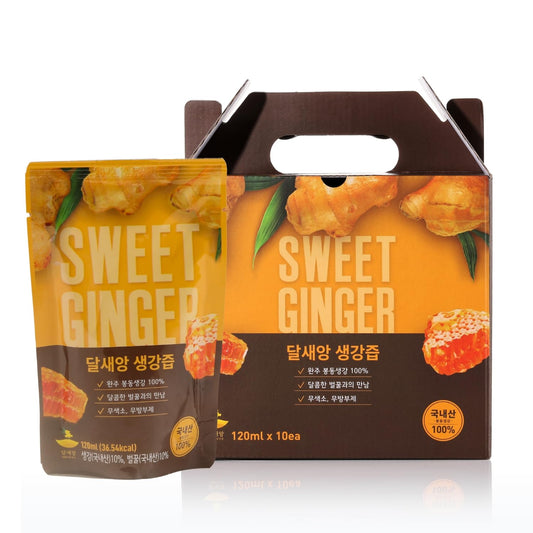 Korean Food Dalsaeang Korean Ginger Honey Tea – 10 x 4 oz Pouches, Bongdong Ginger & Natural Honey, No Additives, On-the-Go Wellness Drink