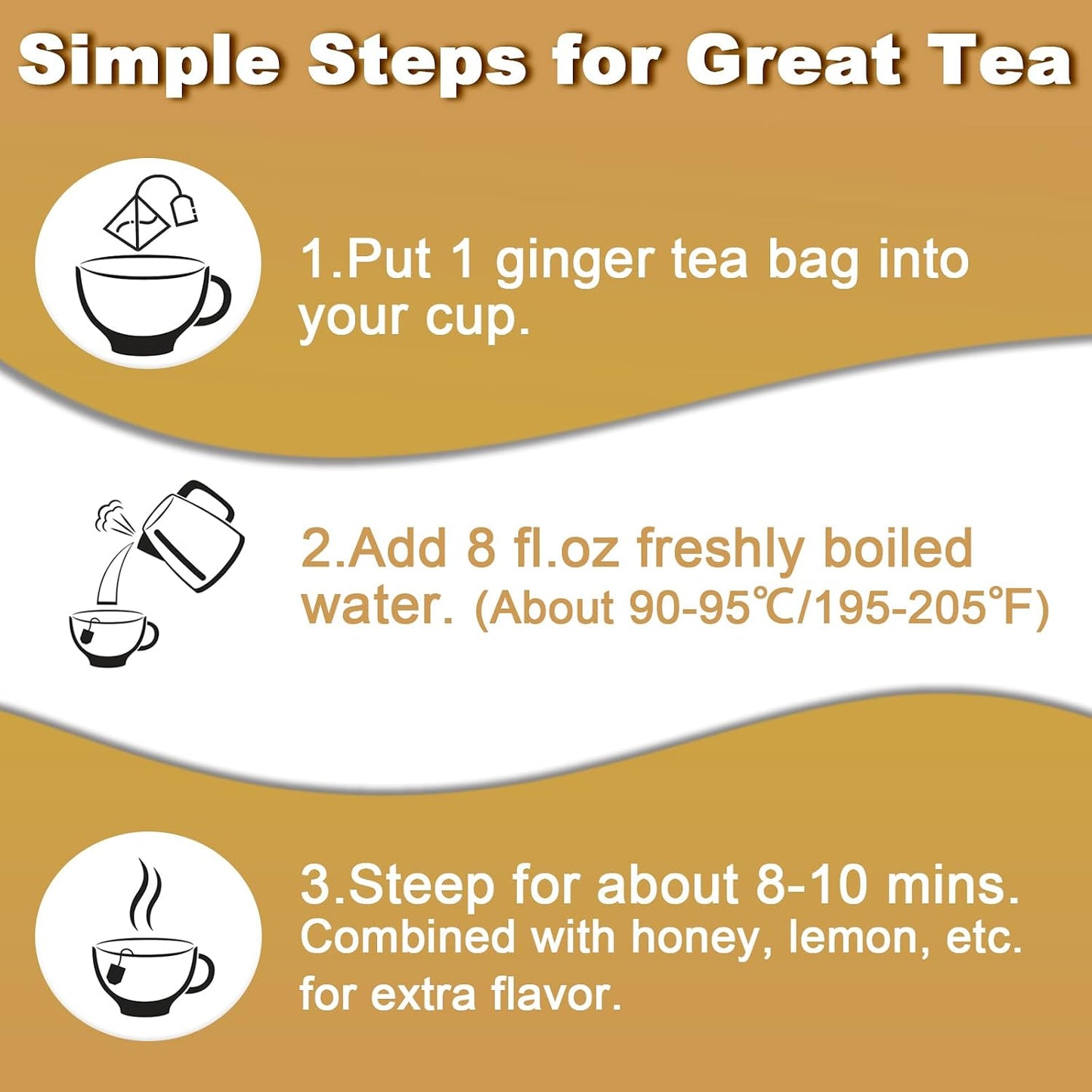 FullChea Ginger Tea Bags, 50 Counts, Te De Jengibre, Non-GMO