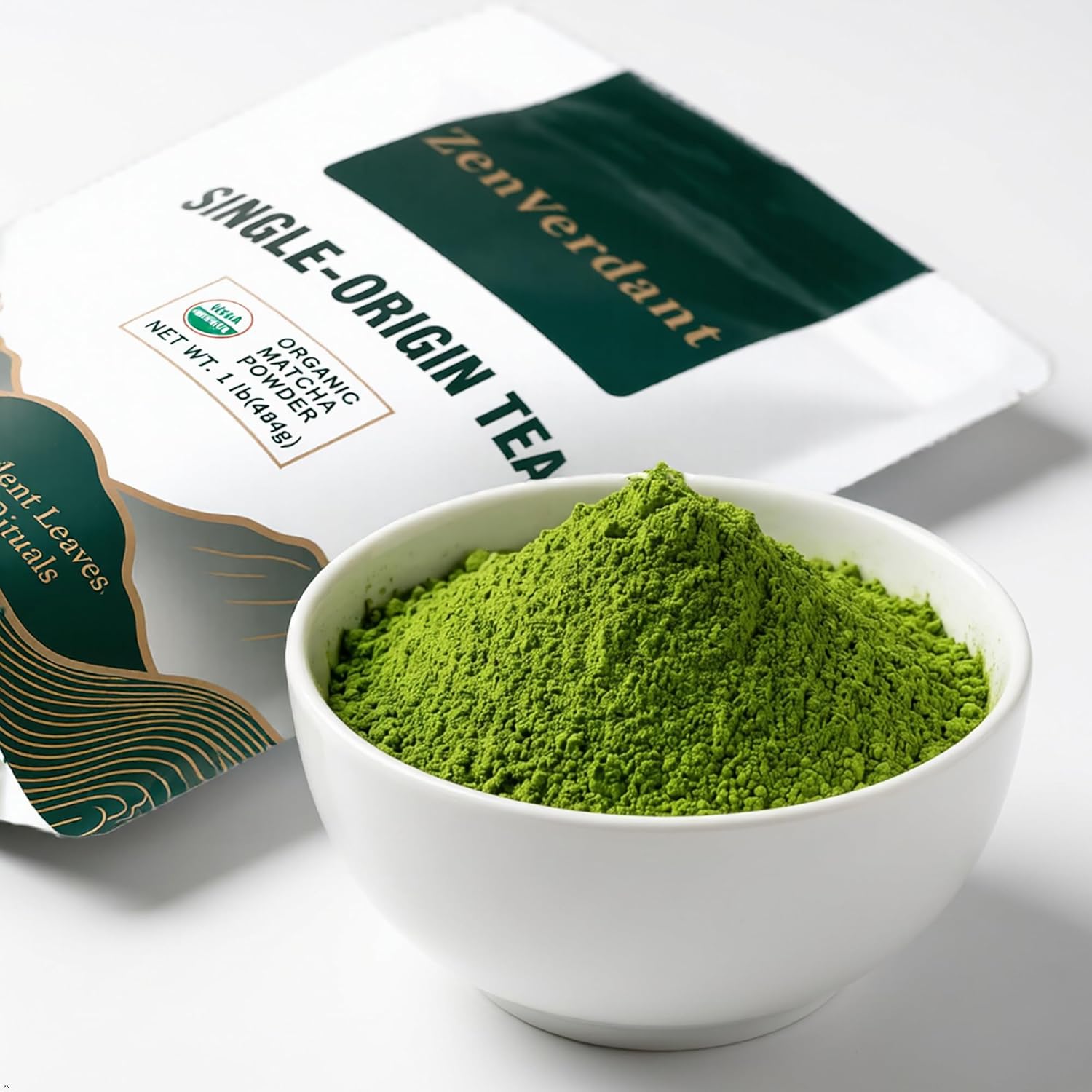 ZenVerdant Organic 1lb Culinary Matcha Powder | Premium Certified Matcha for Lattes, Baking & Smoothies | Smooth No-Clump, Low-Bitterness | 1lb = 100+ Lattes | Resealable Pouch
