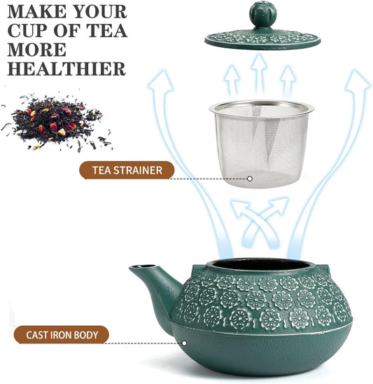 Sotya Cast Iron Tea Pot with Infusers for Loose Tea, 30oz Japanese Tetsubin