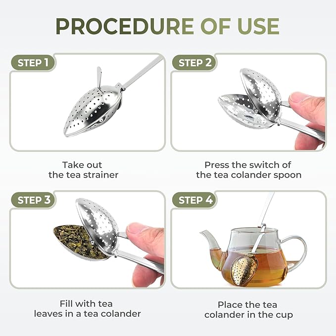 Stainless Steel Tea Diffuser,2025 New Tea Strainer Tea Infuser for Loose Leaf Tea,Creative Tea Spoon With Handle,Fine Holes Tea Interval Filter,Tea Holder Steeper for Tea Accessories (Silver A+B)