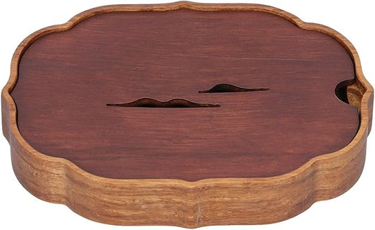 Asixxsix Bamboo Tea Serving Tray with Water Storage, Brown, 20"