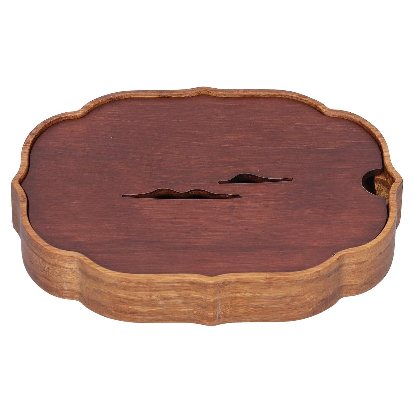 Asixxsix Bamboo Tea Serving Tray with Water Storage, Brown, 20"