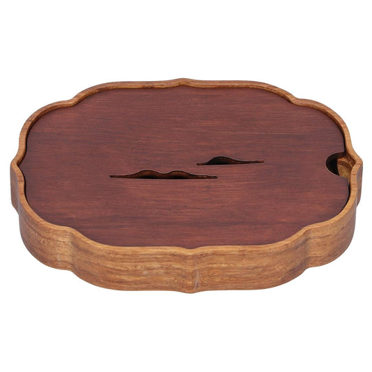 Asixxsix Bamboo Tea Serving Tray with Water Storage, Brown, 20"