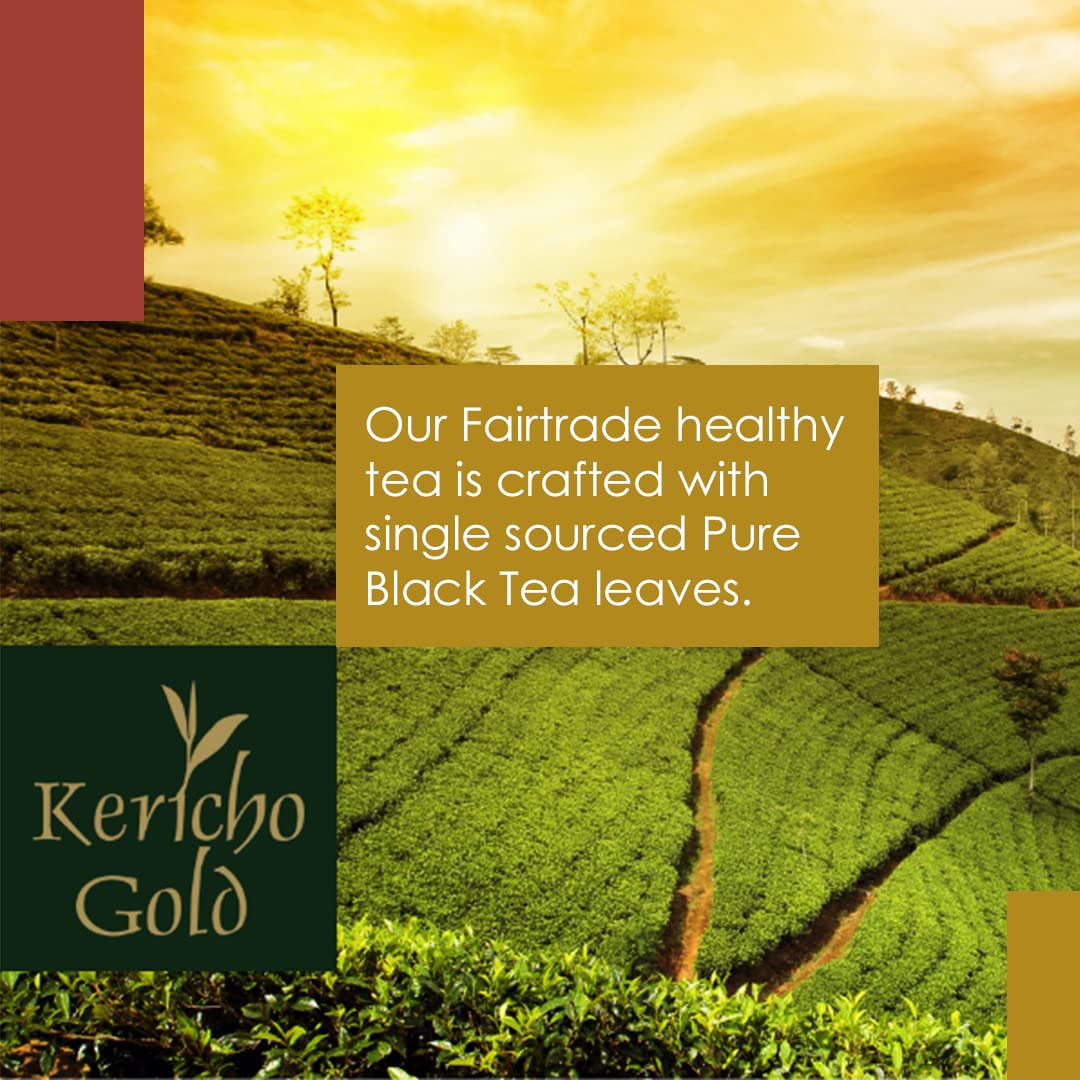 Kericho Gold Black Tea - Rich in Antioxidants - Orange Pekoe Tea - Kenya Origin - Unique Flavor -100 Envelopes Tea Bags (Pack