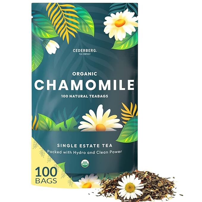 Organic Chamomile Tea — 100 Tea Bags, Organic Herbal Tea From Single Origin, Eco-Friendly Tea Bags, Non-GMO Caffeine Free Tea With Zero Sugar