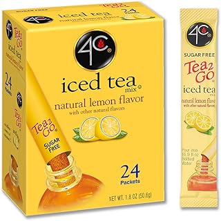 4C Powder Drink Mix Packets, Lemon Tea 1 Pack, 24 Count, Singles Stix On the Go, Refreshing Sugar Free Water Flavorings