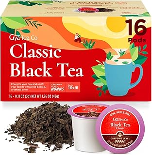 Gya Tea Co Caffeinated Classic Black Tea Pod (16 Count) - Smooth, Flavourful, Robust, Enjoy Hot or Iced