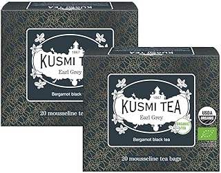 Kusmi Tea - Pack of 2 Boxes of Tea Bags - Earl Grey - Organic Earl Grey Black Tea - Flavored with Italian Bergamot Essential Oil - Strong, Robust, Caffeinated Tea - 2x20 Tea Bags
