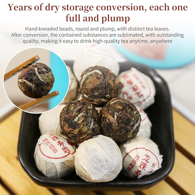 Yuexi Shou Mei White Tea Dragon Pearls Tea Fuding White Tea Chinese Tea White Bai Cha Long Zhu 白茶 寿眉龙珠 老白茶 福鼎白茶 中国茶 7.05oz/200g