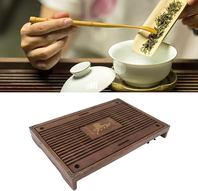 Wooden Non Fading Kung Fu Tea Tray Catch Tray Set Drawer Tea Set Tray Drainage Water Storage Tea Table Household (with drainage tool hose) (Type A