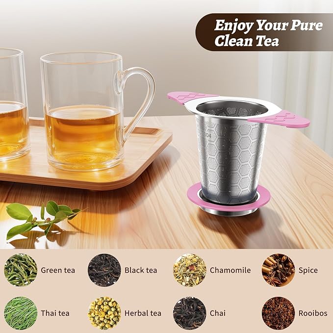 Tea Infuser for Loose Leaf Tea,18/8 Stainless Steel Tea Infuser with Heat Proof Silicone Handles