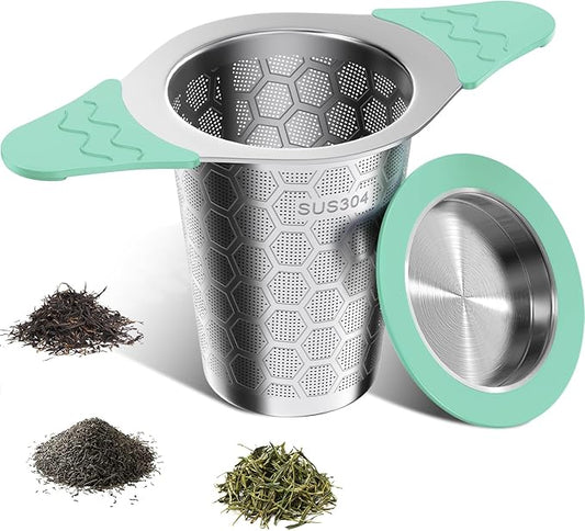 Tea Infuser for Loose Leaf Tea,18/8 Stainless Steel Tea Infuser with Heat Proof Silicone Handles