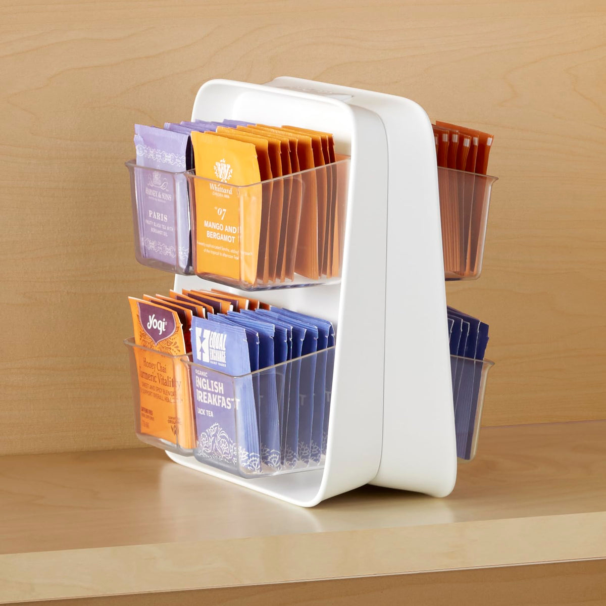 YouCopia SipStation 80 Tea Bag Organizer, Cabinet to Counter Tea Bag Caddy