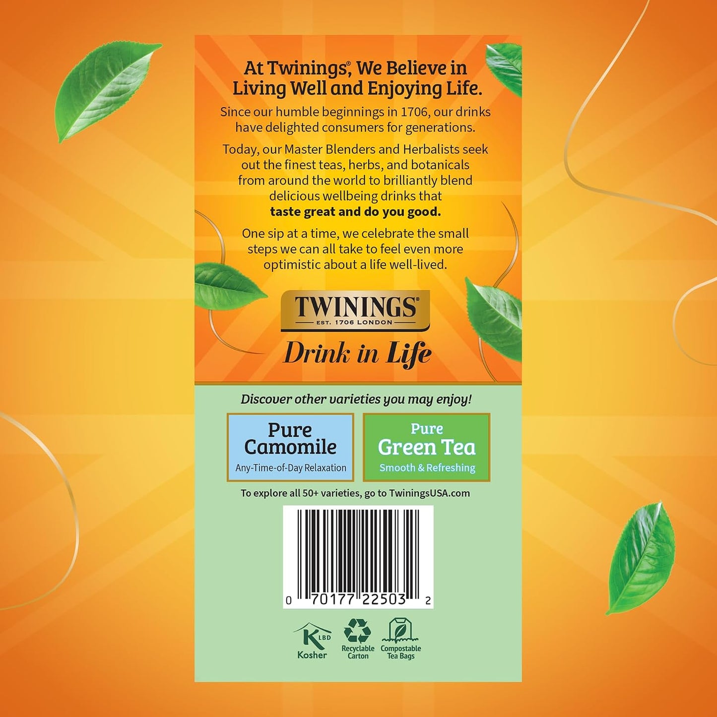 Twinings Pure Peppermint Caffeine-Free Tea Bags, 50 CT Box (6 Pack) | Fresh Minty Flavour, Soothes Digestion, Naturally Caffeine-Free, 300 Foil Lined Individually Wrapped Bags, Enjoy Hot or Iced