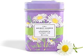 Organic Chamomile Herbal Tea - 50 Packets - Pure Chamomile Teabags - USDA Certified 100% Non-GMO - Decaffeinated Designer Gift Tin