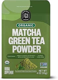 FGO Organic Matcha Green Tea Powder, Japanese Culinary Grade for Cooking, Baking, and Smoothies, 4 Ounce Resealable Bag, Packaging May Vary (Pack of 1)