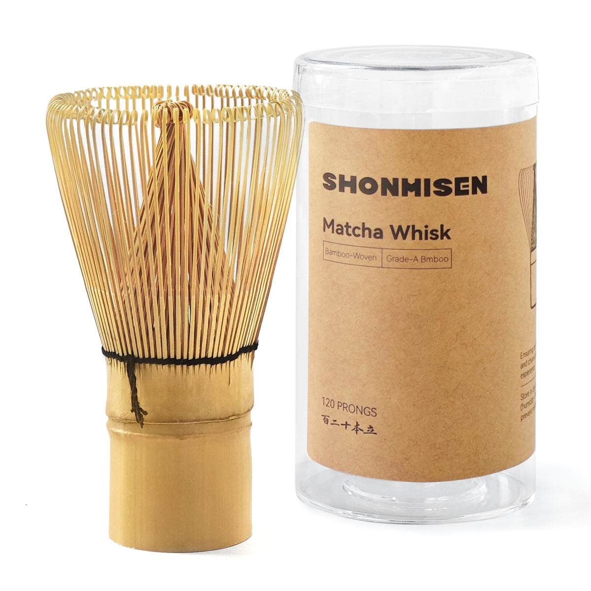SHONMISEN Bamboo Matcha Whisk, 120prong（80+80tines） Traditional Japanese Chasen for green Tea,Handcrafted Matcha Stirrer Wisk