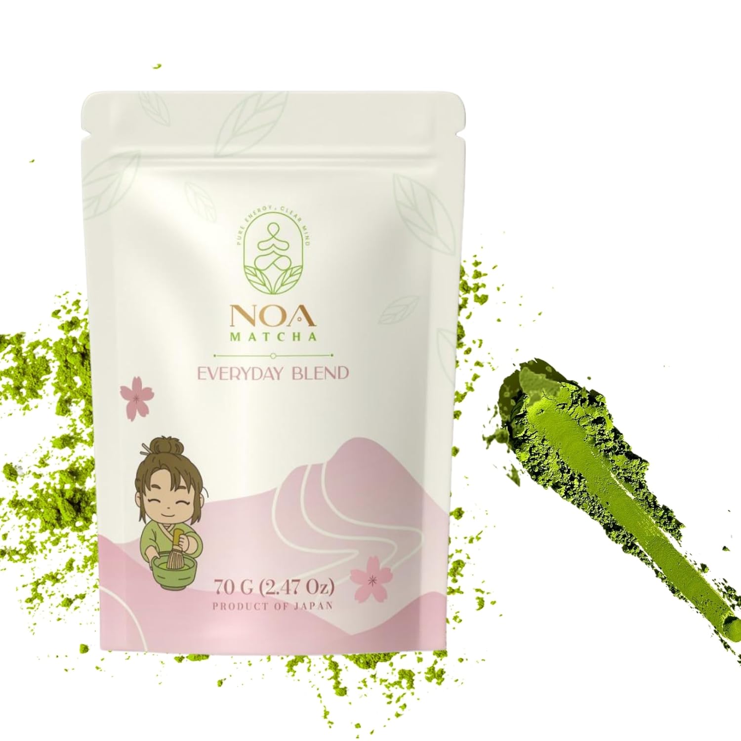NOA MATCHA EVERYDAY BLEND Matcha Powder 70g Zip Bag | Japanese | Smooth & Bold | Perfect for Daily Lattes, Baking & Energy