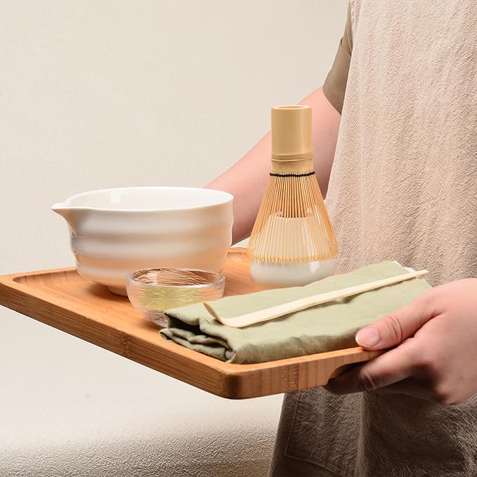Authentic Japanese Matcha Ceremony Set - 17oz Traditional Chawan Bowl with Bamboo Whisk (Chasen), Scoop & Stand - Complete Starter Kit for Beginners
